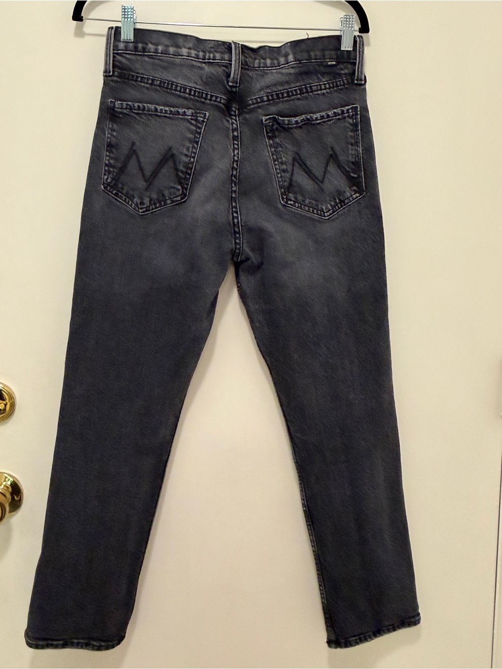MOTHER “The Tomcat Ankle” Black Washed High-Rise Straight Jeans - 30